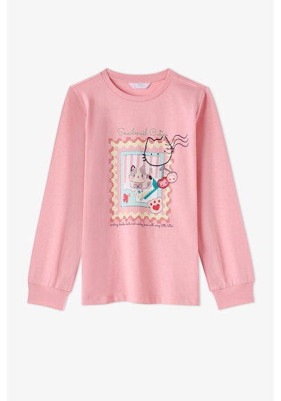 Penti Kız Çocuk Pembe Snailmail Cuties Pamuklu Uzun Kollu 2li Pijama Takımı