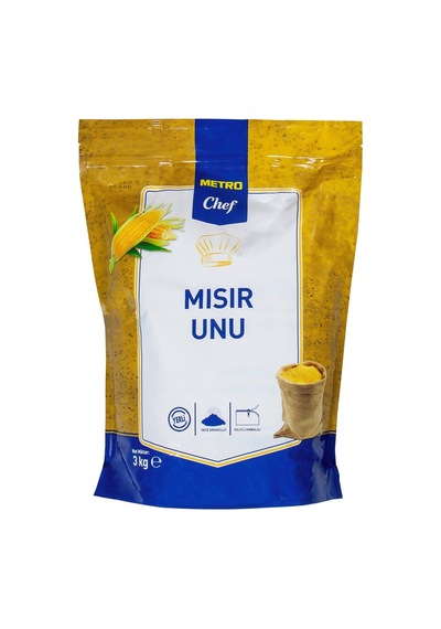 Metro Chef Mısır Unu 3 Kg - İnce Öğütülmüş, Çok Amaçlı Kullanım Tarı
