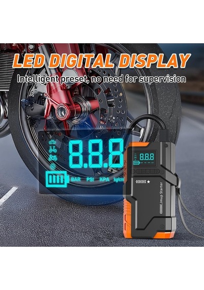 8000 Mah Lcd Ekranlı Akü Takviyeli Taşınabilir Hava Pompası-1668
