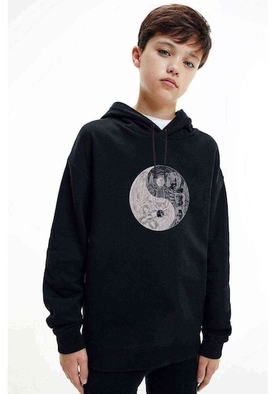 Tshirthane Stranger Things Ying Yang Upside Baskılı Unisex Çocuk Sweatshirt Siyah