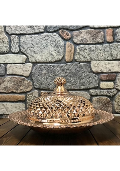 Piramit İşlemeli Bakır Pilavlık 40 Cm