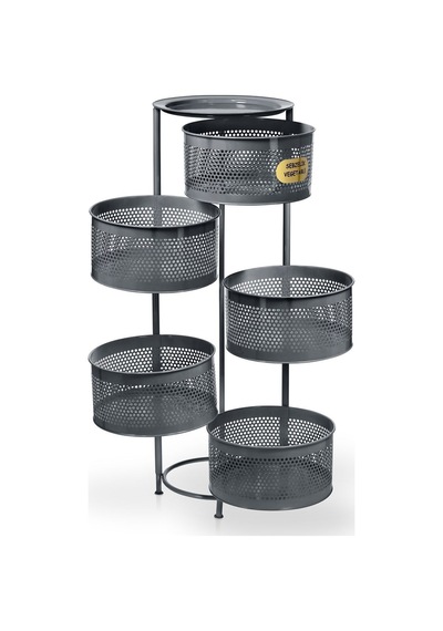 River World Tekerleksiz Rengi Antrasit Açılabilen 5 Katlı Çok Amaçlı Metal Raf Mutfak, Balkon, Kiler Çok Renkli