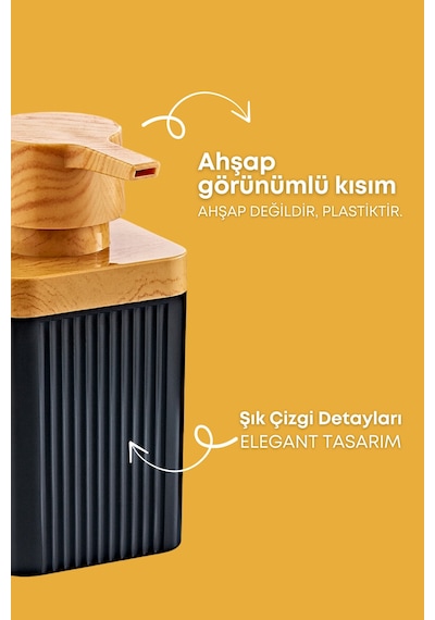 Grimorlife 2 Adet Siyah Akrilik Sıvı Sabunluk Mutfak Banyo Sabunluk Seti- 400 Ml Cam Değildir Siyah