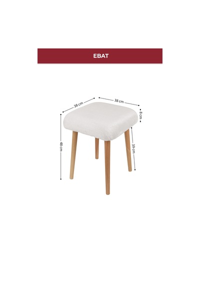 Peluş Kumaşlı Dekoratif Puf, Tabure 5983 Beyaz