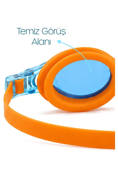 Set Yüzücü Gözlüğü Kumaş Bone Set Yüzme Havuz Deniz Gözlüğü Ve Bone Turuncu