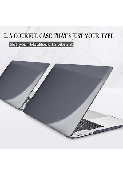 Apple Uyumlu MacBook Pro 13 M1-m2 2020/2022 Simli Star Siyah Parlak Kılıf Kapak 360 Koruma A2338 - A2686 siyah