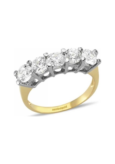 14 Ayar Altın 5 Taş Yüzük Swarovski Taşlı 285791273