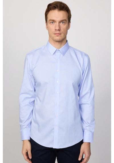 Tudors Slim Fit Non-ıron Ütü Gerektirmez Mavi Erkek Gömlek-30454-mavi Mavi