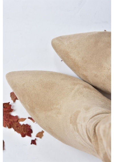 Fox Shoes Ten Süet Ince Topuklu Kadın Çizme L404868002