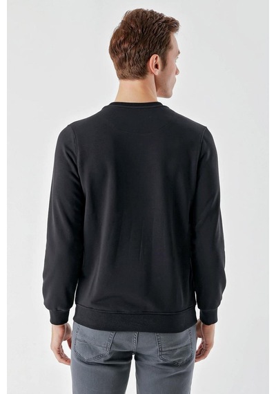Slimfit Bisiklet Yaka Önü Baskılı 2 İplik Erkek Sweatshirt 001