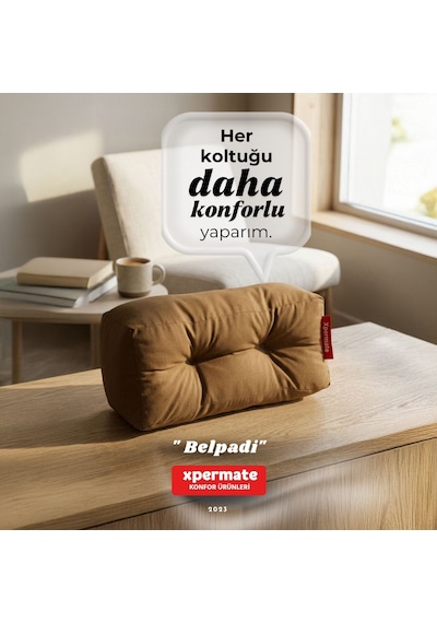 Sırt Ve Bel Destek Yastığı Sandalye Koltuk Destek Minderi Kahverengi