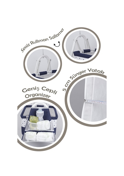 Chubby Baby İsme Özel Sallanır Beşik 5 CM Sünger Yataklı Organizerli Tüllü Cibinlikli Bebek Beşiği Lacivert Chubby Baby İsme Özel Sallanır Beşik 5 CM Sünger Yataklı Organizerli Tüllü Cibinlikli Bebek Beşiği Lacivert