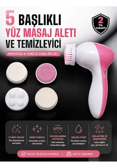 5 Fonksiyonlu Kablosuz Yüz Temizleme Cihazı İle Derinlemesine Cilt Bakımı - Bayi Depom