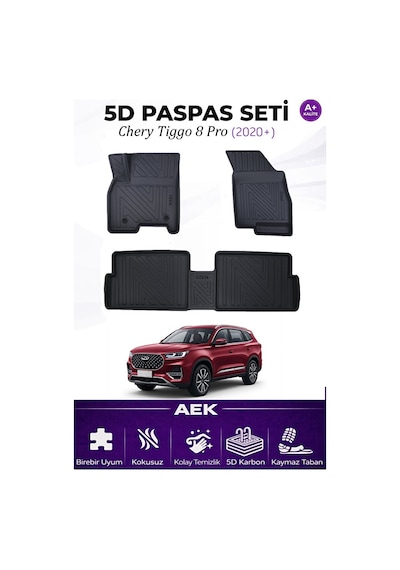 Chery Tiggo 8 Pro 2020+ Araca Özel Havuzlu "karbon" Paspas Takımı