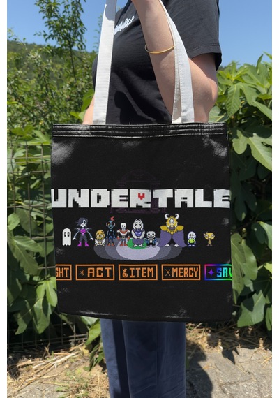 Zipzap Undertale V1 Çift Taraflı Kanvas Baskı Bez Çanta Bilgisayar Oyun Video Oyunu