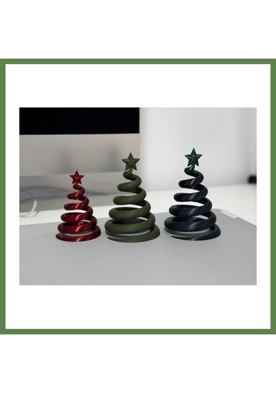 Bezos 3d Baskı 3lü Spiral Yılbaşı Ağacı Seti Yıldız Tepelikli Masaüstü Süs Hb006 Diğer