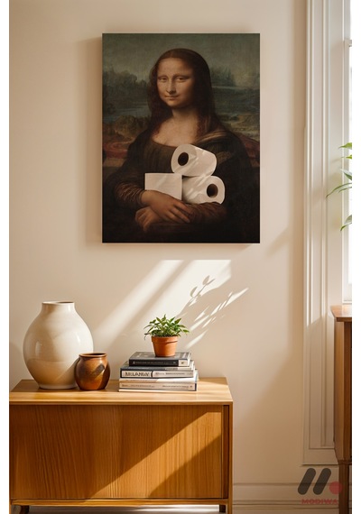 Mona Lisa Mizah Parodisi, Çerçevesiz Yüksek Kalite Duvar Afişi - Modern Ev Dekorasyonu