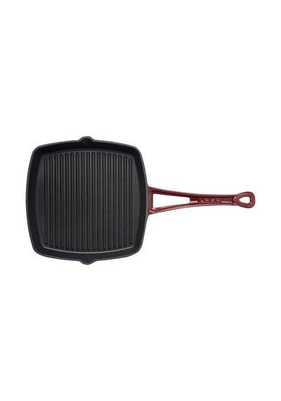 Tr Döküm Kare Izgara Tava Döküm Demir Yekpare Saplı 26x26 Bordo Genel
