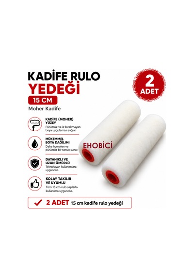 Kadife Rulo 2'li Yedek 15cm Moher