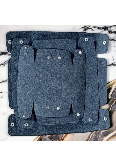 3'lü Keçe Sandal Organizer Set, Çıtçıtlı Düzenleyici Kutu Siyah