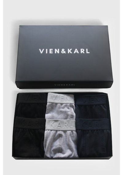 Vien&Karl Erkek Siyah Gri Lacivert 6 Lı Kutu Düz Likralı Boxer Gri