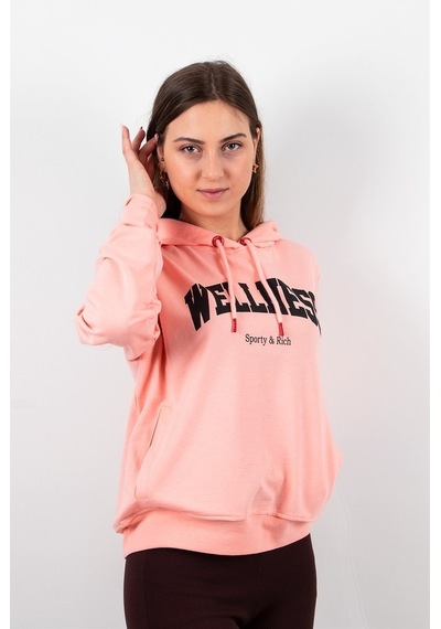 Rich Kadın 2 Iplik Kapüşonlu Sweatshirt Pembe