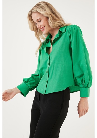 Lela Regular Fit Balon Kollu Poplin Bayan Gömlek 611Go0153 Benetton