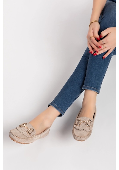 Gondol Hakiki Deri Süet Esnek Hafif Rahat Loafer Sw.755 Gri