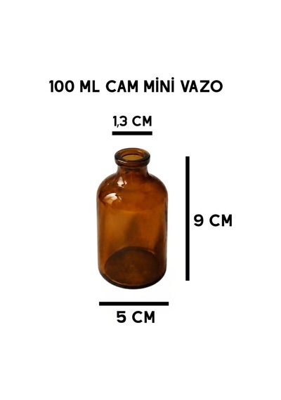 1 Adet Cam Amber Mini Vazo 9 Cm Ve Mavi Mini Çiçek Küçük Dekoratif Obje