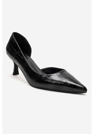 Luvishoes Arel Siyah Baskı Kadın Topuklu Ayakkabı Siyah