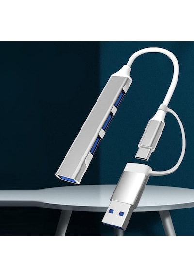 Dumles 4 Port'lu Bağlantı İstasyonu Ultra İnce Usb Bölücü Type-c Tipi Çoklu Arayüz Adaptörü Multi Usb Çoklayıcı