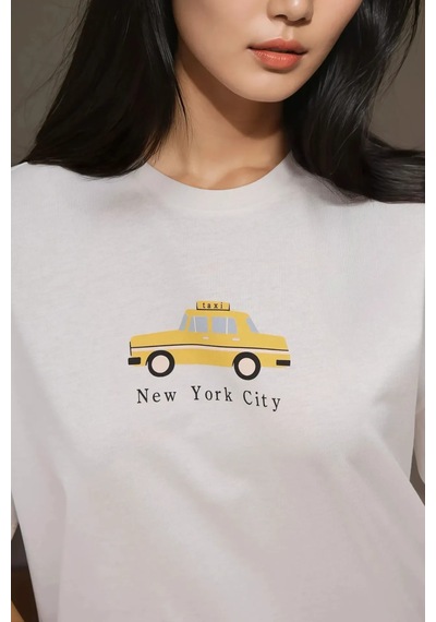 Hiccup Kadın %100 Pamuk Bisiklet Yaka Oversize Beyaz Baskılı T-shirt Sarı Hiccup Kadın %100 Pamuk Bisiklet Yaka Oversize Beyaz Baskılı T-shirt Sarı