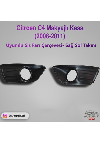 Autopit 3d Citroen C4 2008-2011 Uyumlu Makyajlı Kasa Sis Farı Çerçevesi Sağ-sol Takım