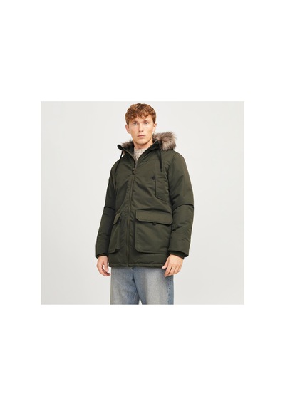 Jack & Jones Suni Kürk Detayli Rüzgara Dayanikli Kapüsonlu Parka - Construct Rosin