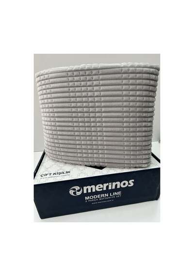 Merinos Modern Line 3 Parça Battaniye Set Çk Açık Gri