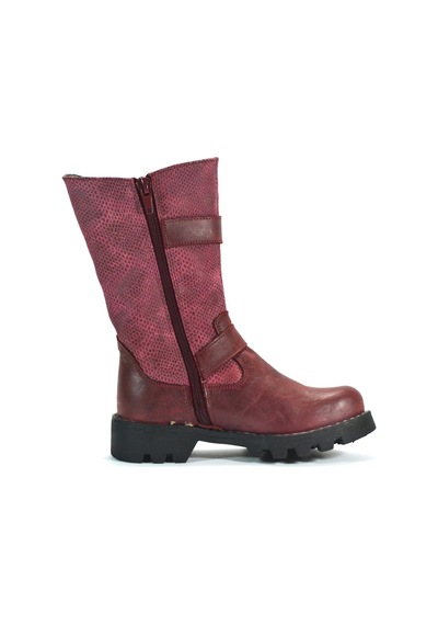 Pinky Hakiki Deri Bordo Fermuarlı Kız Çocuk Çizme 26-30 Bordo