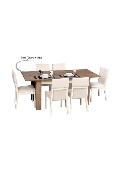 Pasific Home Bois Açılır Yemek Masası Meşe Krem