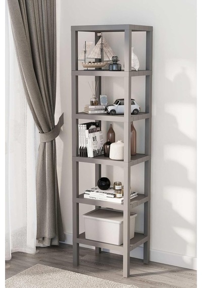 6 Katlı Düzenleyici Plastik Raf Ünitesi, Gri, 150 Cm Yükseklik, Banyo, Mutfak, Salon Rafı Mtfks-om-1108-6lı