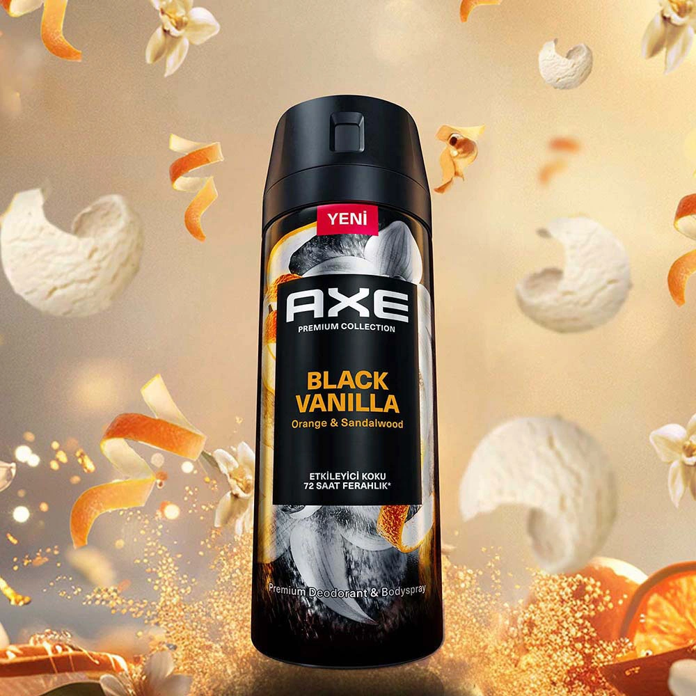 Axe Duş Jeli Black Vanilla 3in1 Vücut Saç Yüz 300 Ml + Erkek Sprey Deodorant Black Vanilla 150 Ml