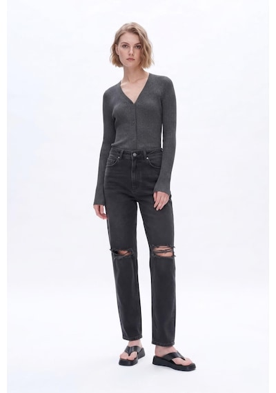 Banny Jeans Kadın Dizi Yırtık Jean Pantolon Siyah 001 Siyah 27