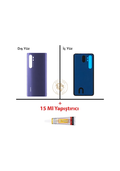 Xiaomi Mi Note 10 Lite Nebula Moru Arka Pil Kapağı Batarya Kapağı Lazer Kesim + B-7000 Yapıştırıcı Çok Renkli