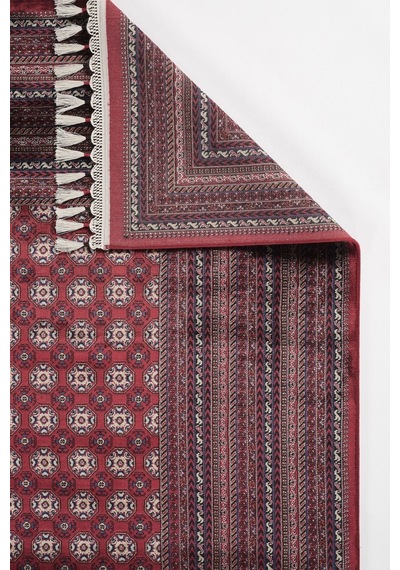 Apex Halı Bruj Bambu Viscon Halı 8751bu Bordo Renkli