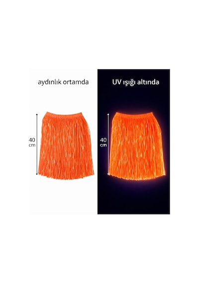 Neon Turuncu Hawaii Parti Eteği 40 Cm Çok Renkli