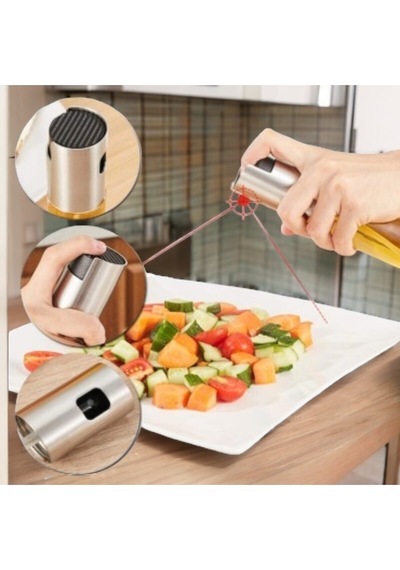 100 Ml Çok Amaçlı Spreyli Cam Şişe Sızdırmaz Yağdanlık Airfryer Sirke Yağ Püskürtücü Dağıtıcı Gümüş Diğer