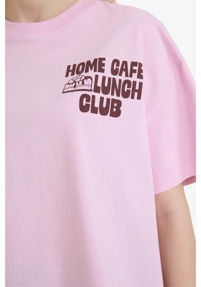 Defacto Oversıze Sırt Baskılı Pembe Kadın T-shirt G2510ax/pn606 Pembe