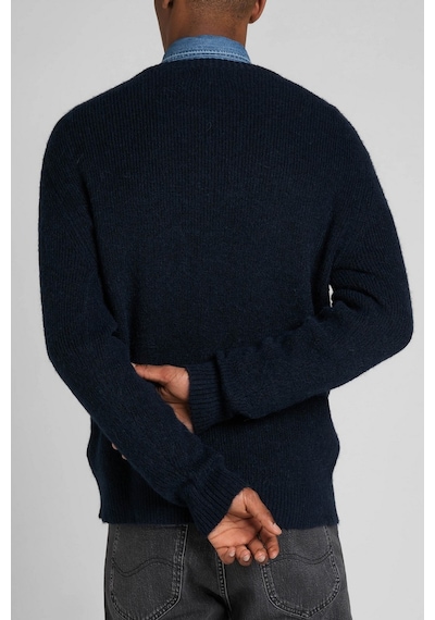 Lee Regular Fit Normal Kesim Bisiklet Yaka İndigo Triko Kazak L83ZDD61 İndigo