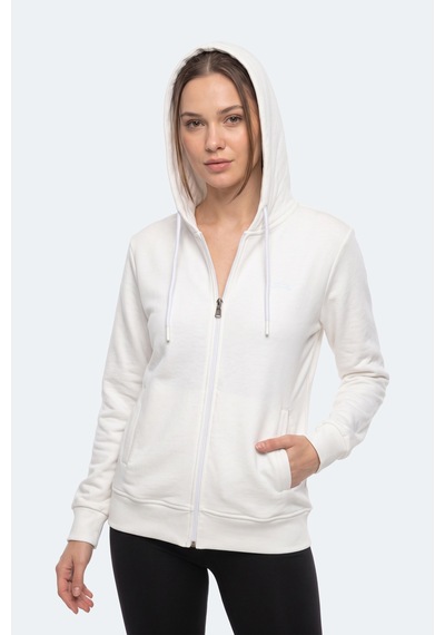 Slazenger Kıron I Kadın Kapüşonlu Beyaz Sweatshırt