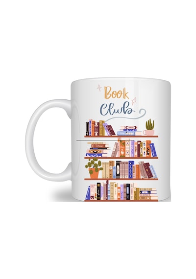 Book Club Temalı Kupa Model 243 Kitap Severler İçin Tasarım Baskılı Seramik Kahve Kupası Diğer