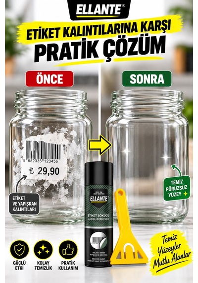 Etiket Sökücü Sprey + Sarı Kazıyıcı Aparat 2 Li Set Yapışkan Ve Etiket Kalıntısı Temizleme Seti
