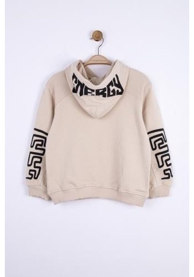 Nk Kids Erkek Çocuk Kapüşonlu Energy Baskılı Sweatshirt-13013-bej Bej
